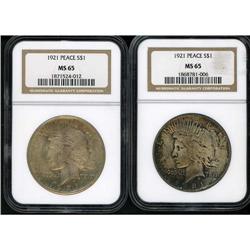 Lot of Two Peace Dollars