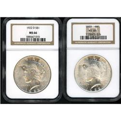 Lot of Two Peace Dollars