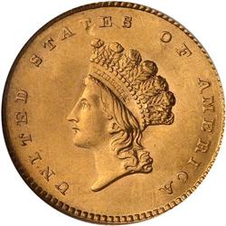 1854 $1 Gold Indian Type II NGC MS63