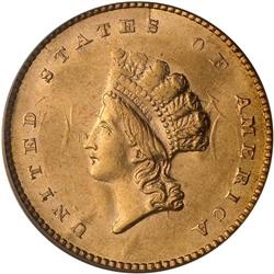 1854 $1 Gold Indian Type II PCGS MS61