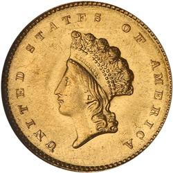 1855-O $1 Gold Indian Type II NGC MS63