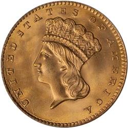1858 $1 Gold Indian PCGS MS67