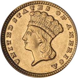 1859-D $1 Gold Indian NGC AU58