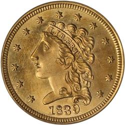 1839 $2.50 Classic Head PCGS PF62