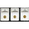 Image 1 : Lot of Three $2.5 Liberty Heads NGC MS65
