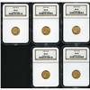 Image 1 : Lot of Five $2.5 Indian Heads NGC MS64