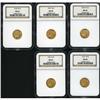 Image 3 : Lot of Five $2.5 Indian Heads NGC MS64