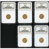 Image 1 : Lot of Five $2.5 Indian Heads NGC MS64