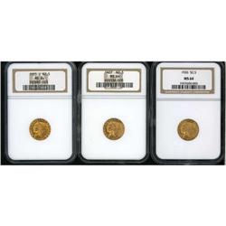 Lot of Three $2.5 Indian Heads NGC MS64