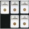 Image 1 : Lot of Five $2.5 Indian Heads NGC MS64