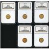 Image 3 : Lot of Five $2.5 Indian Heads NGC MS64