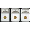 Image 1 : Lot of Three $2.5 Indian Heads NGC MS63