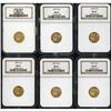 Image 1 : Lot of Six $2.5 Indian Heads NGC MS63