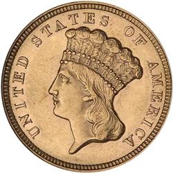1856 $3 Gold NGC AU58