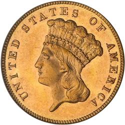 1885 $3 Gold PCGS MS65