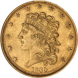 1835 $5 Classic Head NGC AU55