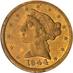 1844-D $5 Liberty Numistrust EF45