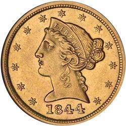1844-O $5 Liberty NGC AU58