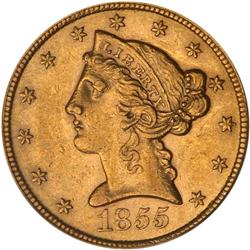 1855-S $5 Liberty PCGS AU58