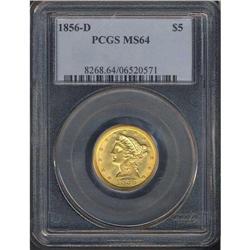 1856-D $5 Liberty PCGS MS64