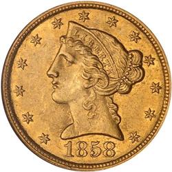 1858-C $5 Liberty NGC AU58