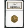 Image 3 : 1861 $5 Liberty No Motto NGC MS61