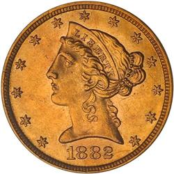 1882-CC $5 Liberty PCGS MS62