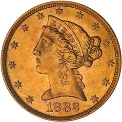 1882-CC $5 Liberty PCGS MS62