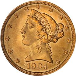 1904 $5 Liberty NGC MS67