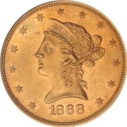 1868 $10 Liberty NGC AU58