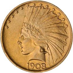1908 $10 Indian. No Motto
