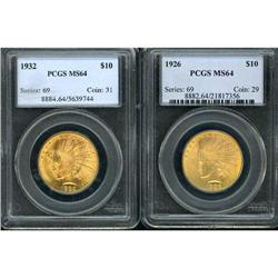 Lot of Two $10 Indian Eagles