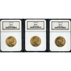 Lot of Three 1932 $10 Indian Eagles NGC MS64