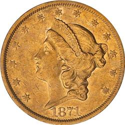 1871-CC $20 Liberty NGC AU50
