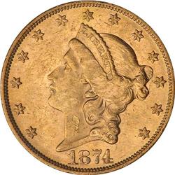1874 $20 Liberty NGC MS62