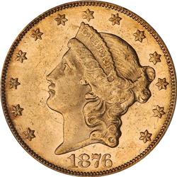 1876-CC $20 Liberty PCGS AU58
