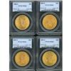 Image 1 : Lot of Four $20 Liberty Heads PCGS MS62