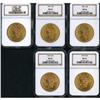 Image 1 : Lot of Five 1904 $20 Liberty Heads NGC MS64