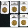 Image 1 : Lot of Five 1904 $20 Liberty Heads NGC MS64