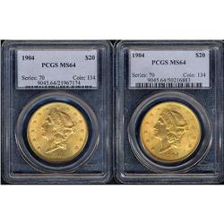Lot of Two $20 Liberty Heads