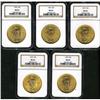 Image 1 : Lot of Five 1924 $20 St. Gaudens NGC MS65