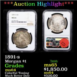 ***Auction Highlight*** NGC 1891-s Morgan Dollar $1 Graded ms64 By NGC (fc)