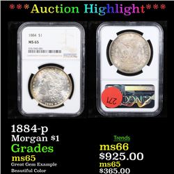 ***Auction Highlight*** NGC 1884-p Morgan Dollar $1 Graded ms65 By NGC (fc)