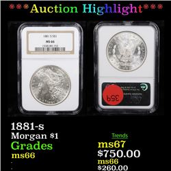 ***Auction Highlight*** NGC 1881-s Morgan Dollar $1 Graded ms66 By NGC (fc)