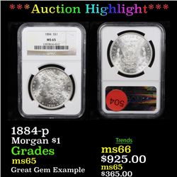 ***Auction Highlight*** NGC 1884-p Morgan Dollar $1 Graded ms65 By NGC (fc)
