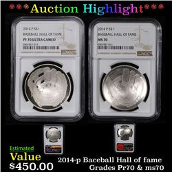 ***Auction Highlight*** NGC 2X 2014-p Baceball Hall of fame Pr70 & ms70 Graded By NGC (fc)
