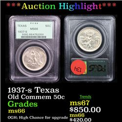 ***Auction Highlight*** PCGS 1937-s Texas Old Commem Half Dollar 50c Graded ms66 By PCGS (fc)