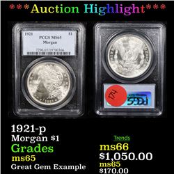 ***Auction Highlight*** PCGS 1921-p Morgan Dollar $1 Graded ms65 By PCGS (fc)