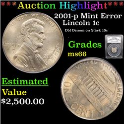 ***Auction Highlight*** PCGS 2001-p Mint Error Lincoln Cent 1c Graded ms66 By PCGS (fc)