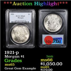 ***Auction Highlight*** PCGS 1921-p Morgan Dollar $1 Graded ms65 By PCGS (fc)